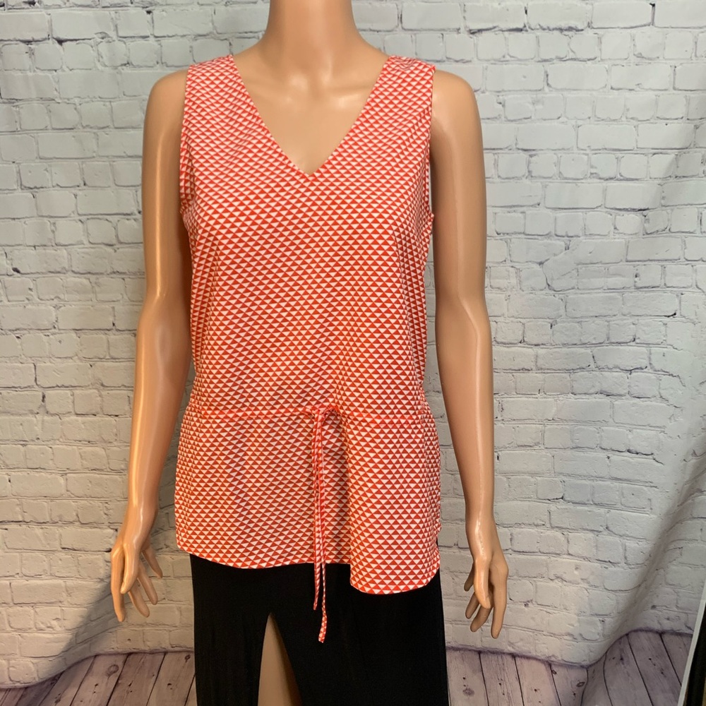 Banana Republic Red & White Pattern Top size xs business casual